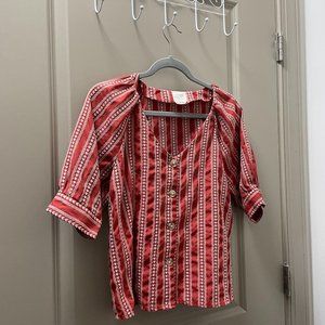 Harper-Terracotta Button-Up Blouse